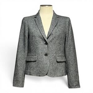 Gap The Academy Blazer Wool Silk Black Herringbone Red 6